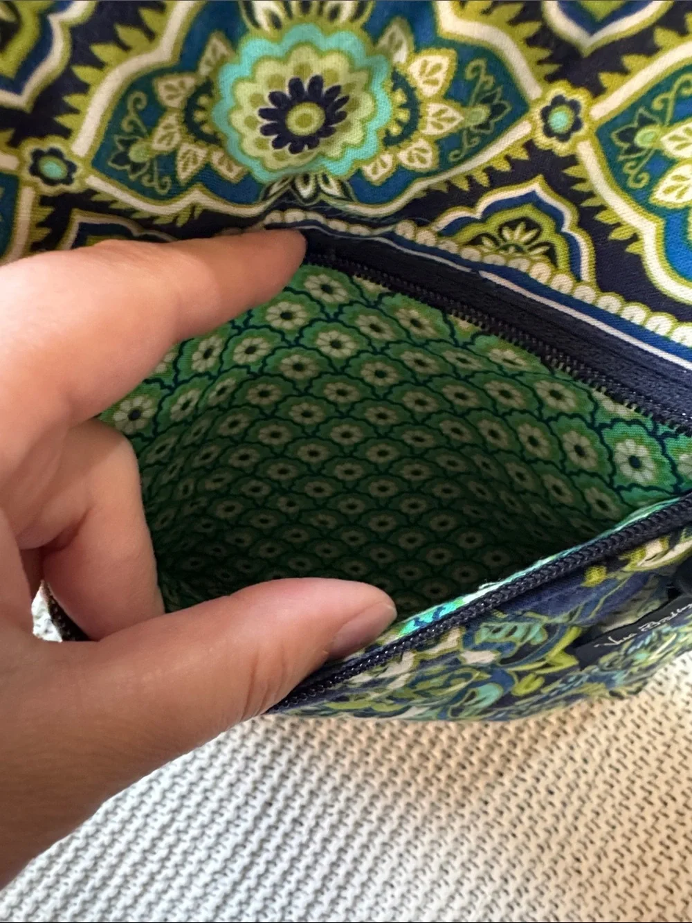 Vera Bradley Navy, Green & Teal Quilted Laptop Tote